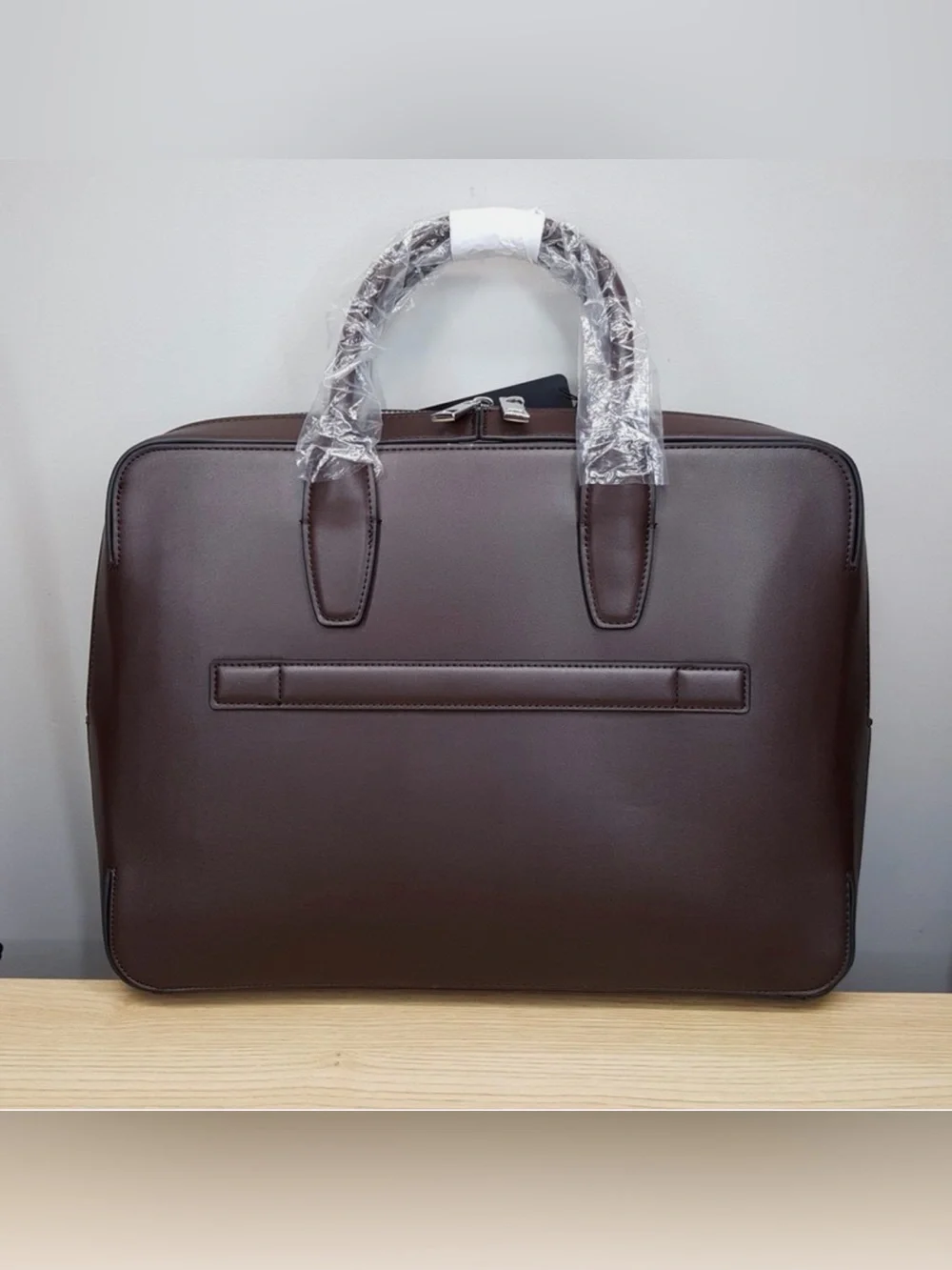 Alfani Unisex Messenger Bag Adjustable Cross Body Strap Faux Leather Rich Brown